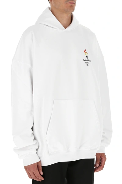 Shop Balenciaga White Cotton Sweatshirt Nd  Uomo 2xs