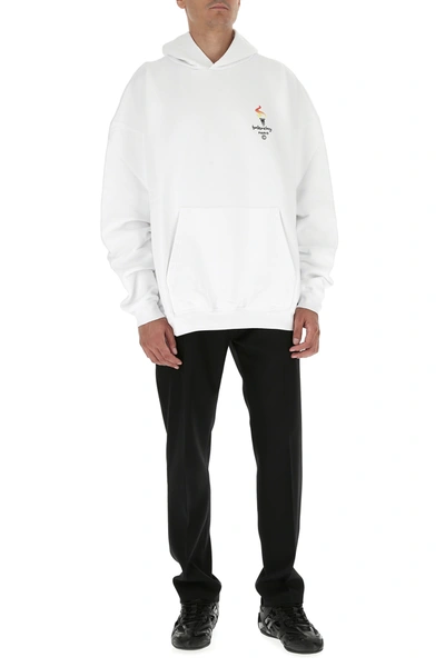 Shop Balenciaga White Cotton Sweatshirt Nd  Uomo 2xs