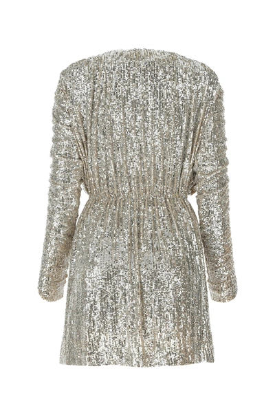 Shop Saint Laurent Platinum Sequins Mini Dress Metallic  Donna Xs