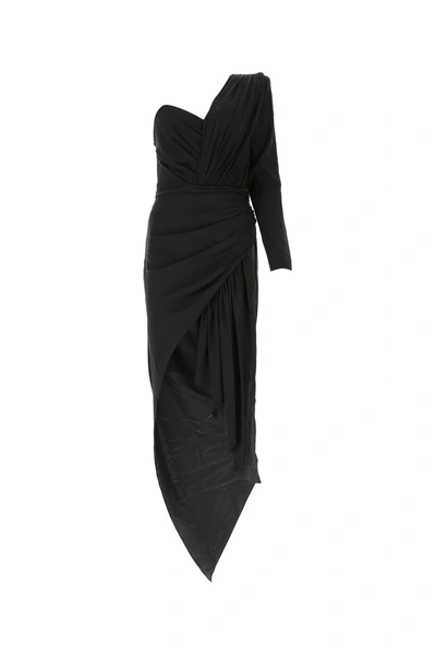 Shop Alexandre Vauthier Black Stretch Silk And Stretch Viscose Long Dress Nd  Donna 40f