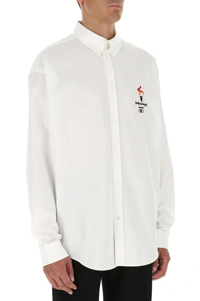 Shop Balenciaga White Poplin Oversize Shirt  White  Uomo 38