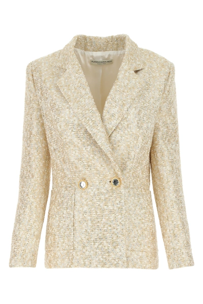 Shop Alessandra Rich Embellished Tweed Blazer Metallic  Donna 42