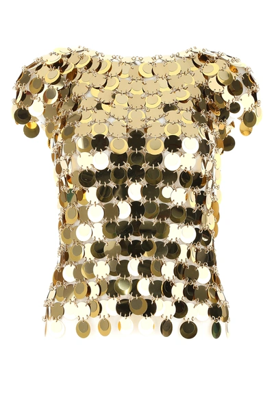 Shop Paco Rabanne Gold Sequins Top Metallic  Donna 36f