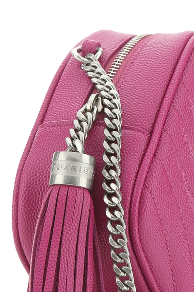 Shop Saint Laurent Fuchsia Leather Mini Lou Crossbody Bag Pink  Donna Tu