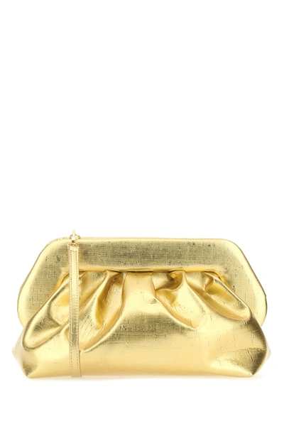 Shop Themoirè Gold Synthetic Leather Bios Clutch Nd Themoire Donna Tu