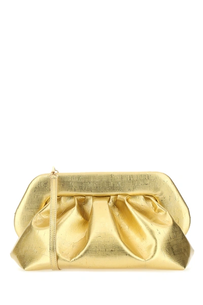 Shop Themoirè Gold Synthetic Leather Bios Clutch Nd Themoire Donna Tu