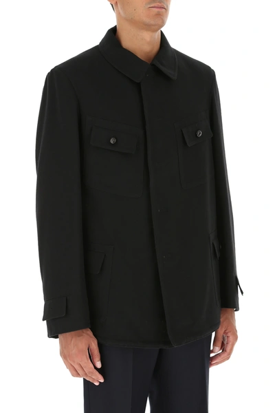 Shop Maison Margiela Black Wool Blend Coat  Black  Uomo 50