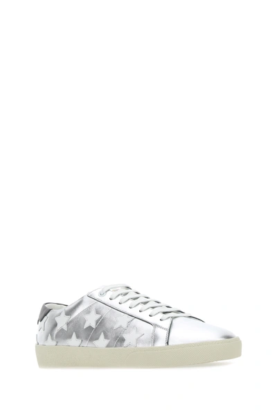 Shop Saint Laurent Silver Leather Signature California Sneakers Nd  Uomo 40.5