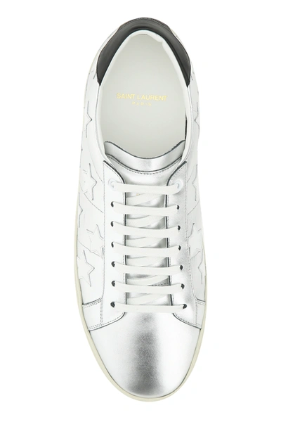 Shop Saint Laurent Silver Leather Signature California Sneakers Nd  Uomo 40.5