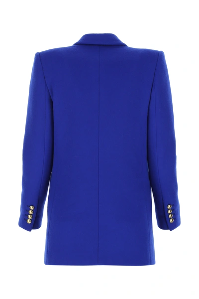 Shop Saint Laurent Electric Blue Wool Blend Blazer Blue  Donna 34f