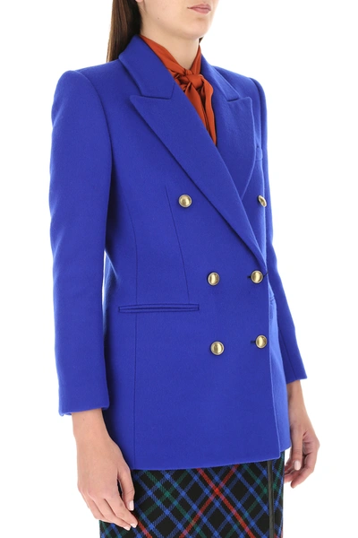 Shop Saint Laurent Electric Blue Wool Blend Blazer Blue  Donna 34f