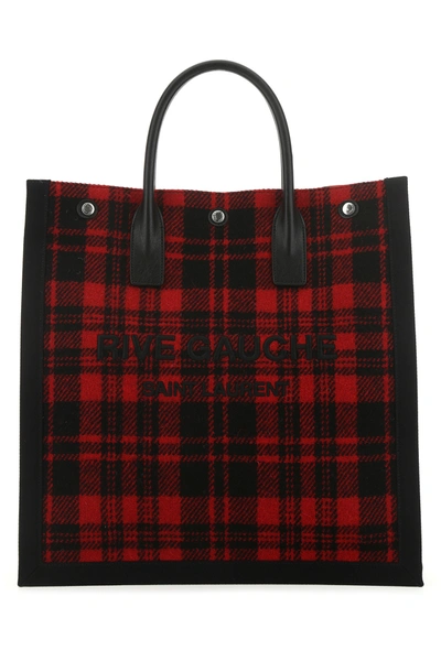 Shop Saint Laurent Embroidered Fabric Rive Gauche Shopping Bag Checked  Uomo Tu In Pattern