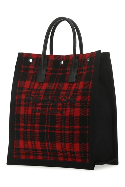 Shop Saint Laurent Embroidered Fabric Rive Gauche Shopping Bag Checked  Uomo Tu In Pattern