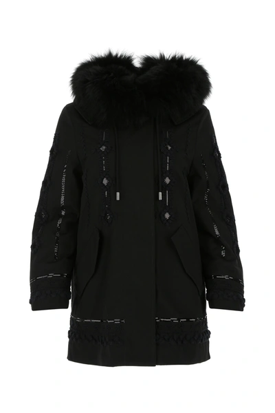 Shop Ermanno Scervino Black Cotton Blend Padded Jacket Black  Donna 38