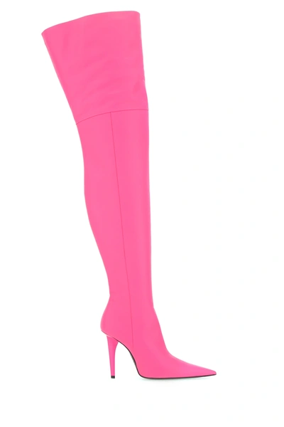Shop Balenciaga Fluo Pink Nappa Leather Knife Shark Boots  Pink  Donna 37