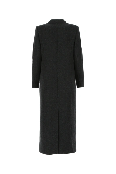 Shop Ganni Dark Grey Wool Blend Coat Grey  Donna 34t