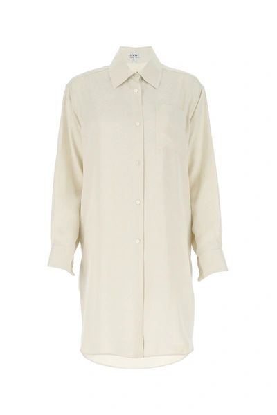 Shop Loewe Ivory Silk Oversize Shirt White  Donna 36f