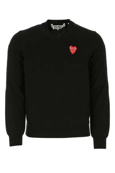 Shop Comme Des Garçons Play Black Wool Sweater  Black Comme Des Garcons Play Uomo M