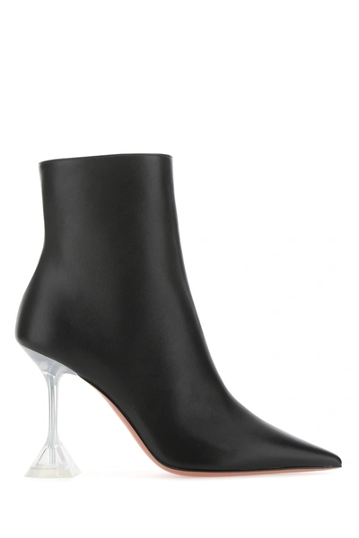 Shop Amina Muaddi Black Nappa Leather Giorgia Ankle Boots Nd  Donna 36.5