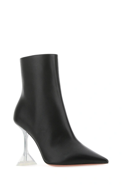 Shop Amina Muaddi Black Nappa Leather Giorgia Ankle Boots Nd  Donna 36.5