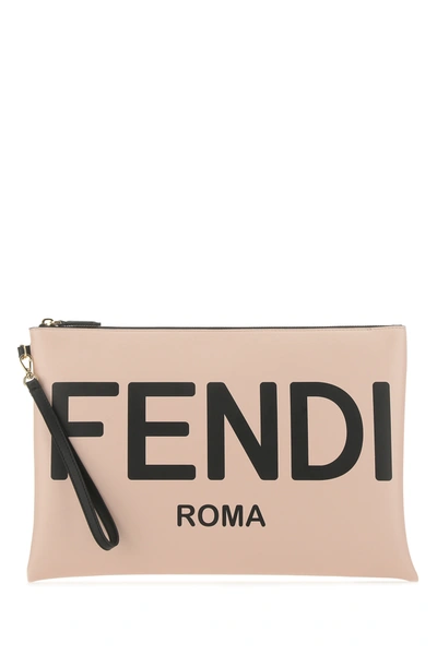 Shop Fendi Powder Pink Leather Large Clutch  Nd  Donna Tu