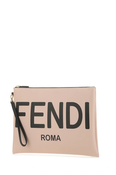 Shop Fendi Powder Pink Leather Large Clutch  Nd  Donna Tu