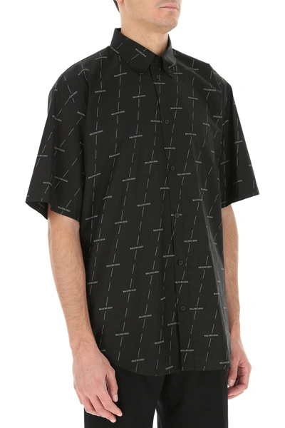Shop Balenciaga Printed Poplin Shirt Printed  Uomo 39