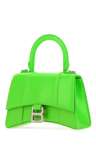 Shop Balenciaga Fluo Green Leather Xs Hourglass Handbag Green  Donna Tu