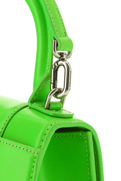 Shop Balenciaga Fluo Green Leather Xs Hourglass Handbag Green  Donna Tu