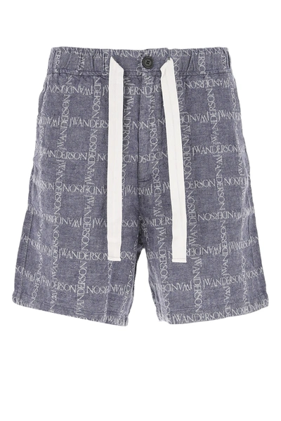 Shop Jw Anderson Embroidered Linen Bermuda Shorts Nd  Uomo 46