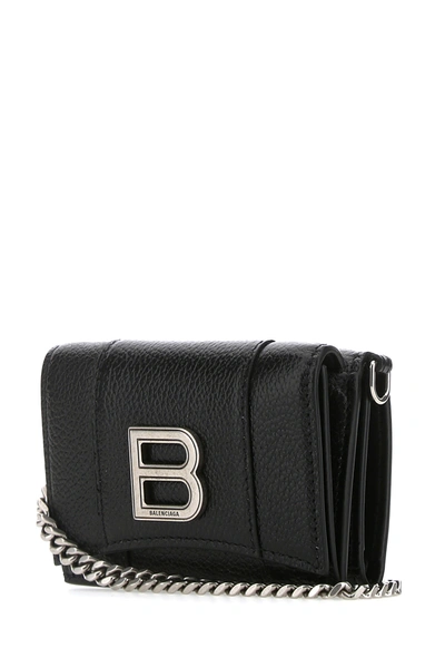 Shop Balenciaga Black Leather Mini Hourglass Wallet Black  Donna Tu