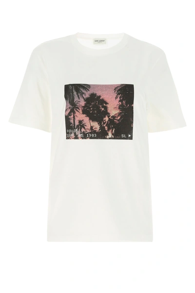 Shop Saint Laurent Ivory Cotton T-shirt White  Donna M