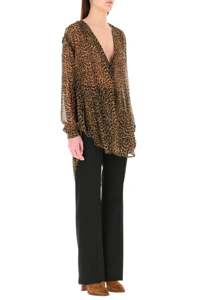 Shop Saint Laurent Printed Wool Blouse Nd  Donna 40f In Brown