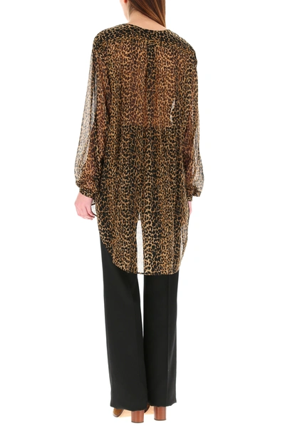 Shop Saint Laurent Printed Wool Blouse Nd  Donna 40f In Brown