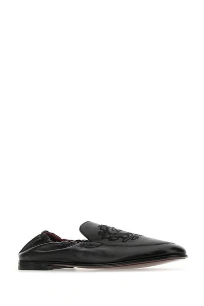 Shop Dolce & Gabbana Black Leather Loafers  Black  Uomo 43