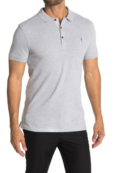 Shop Allsaints Form Short Sleeve Polo Shirt In Grey Marl