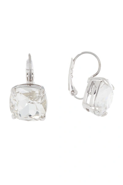 Shop Kate Spade Square Cubic Zirconia Lever Back Earrings In Clear/slvr