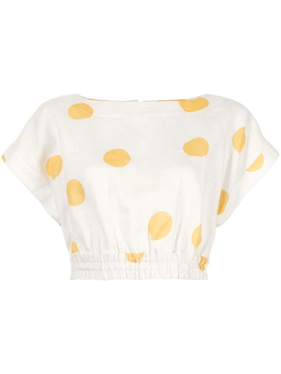 Shop Rebecca Vallance Aya Polka Dot Crop Top In White