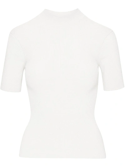 Shop Oscar De La Renta Short-sleeved Knitted Jumper In White
