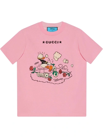 Shop Gucci X Disney Donald Duck T-shirt In Pink