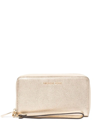Shop Michael Michael Kors Pebbled-effect Leather Wallet In Gold