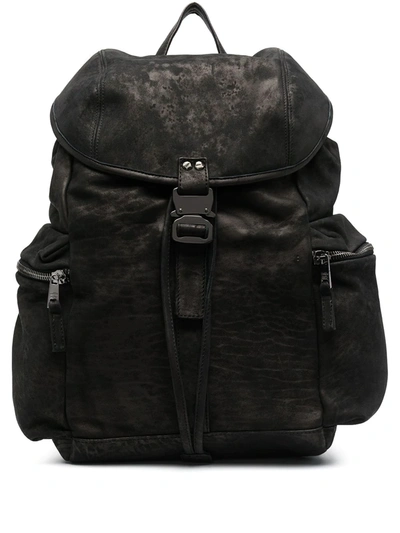 Shop Giorgio Brato Distressed Leather Backpack In Black