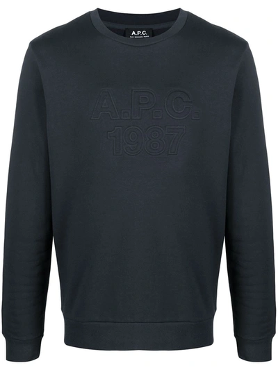 Shop Apc Logo 1987 Sweatshirt In Blue