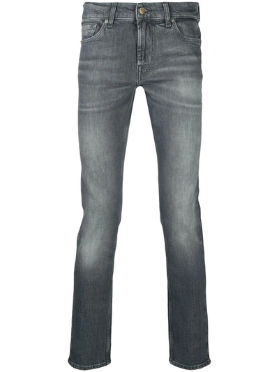 Shop 7 For All Mankind Light-wash Slim-fit Jeans In Grey