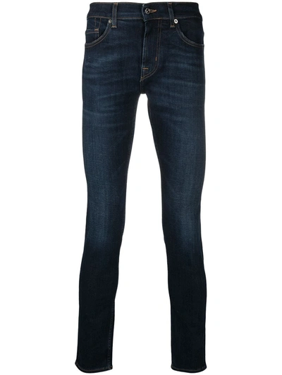 Shop 7 For All Mankind Dark-wash Skinny Fit Jeans In Blue