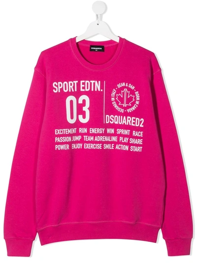 Shop Dsquared2 Teen Sports Edtn.03-print Sweatshirt In Pink