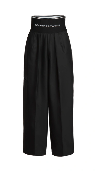 ALEXANDER WANG CARROT PANTS WITH EXPOSED ZIPPER AND LOGO ELASTIC 