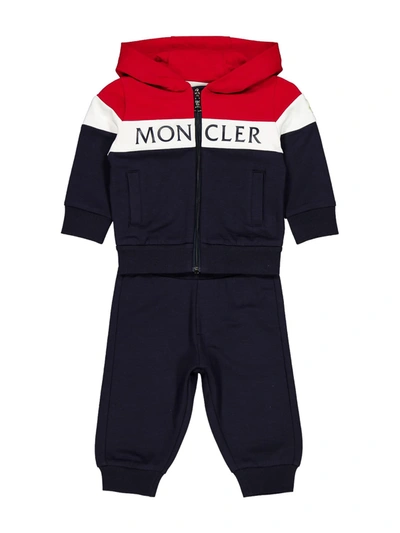 Shop Moncler Kids Jogging Suit Knitwear Clothing Ensemble... In Blue