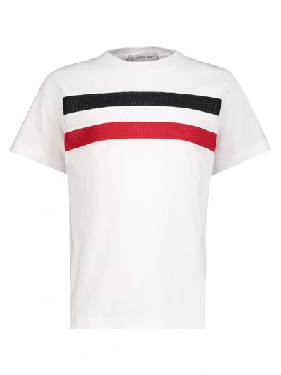 Shop Moncler Kids T-shirt For Boys In White