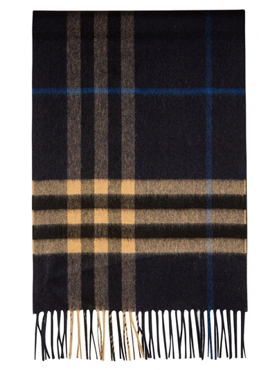 Shop Burberry Giant Check Cashmere Scarf In Blue